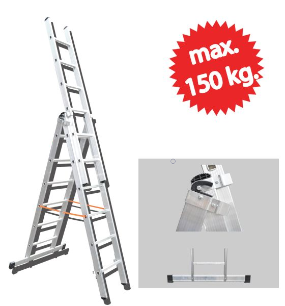 ÜÇ PARÇALI ALÜMİNYUM A TİPİ SÜRGÜLÜ MERDİVEN (SAT)